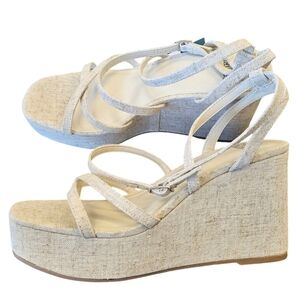 Wild Fable Heathered Cream Ronnie Memory Foam Strappy Wedge Sandal NEW